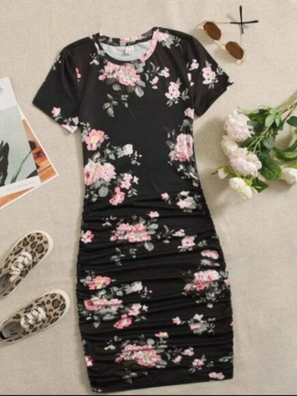 Floral Rusched Dress